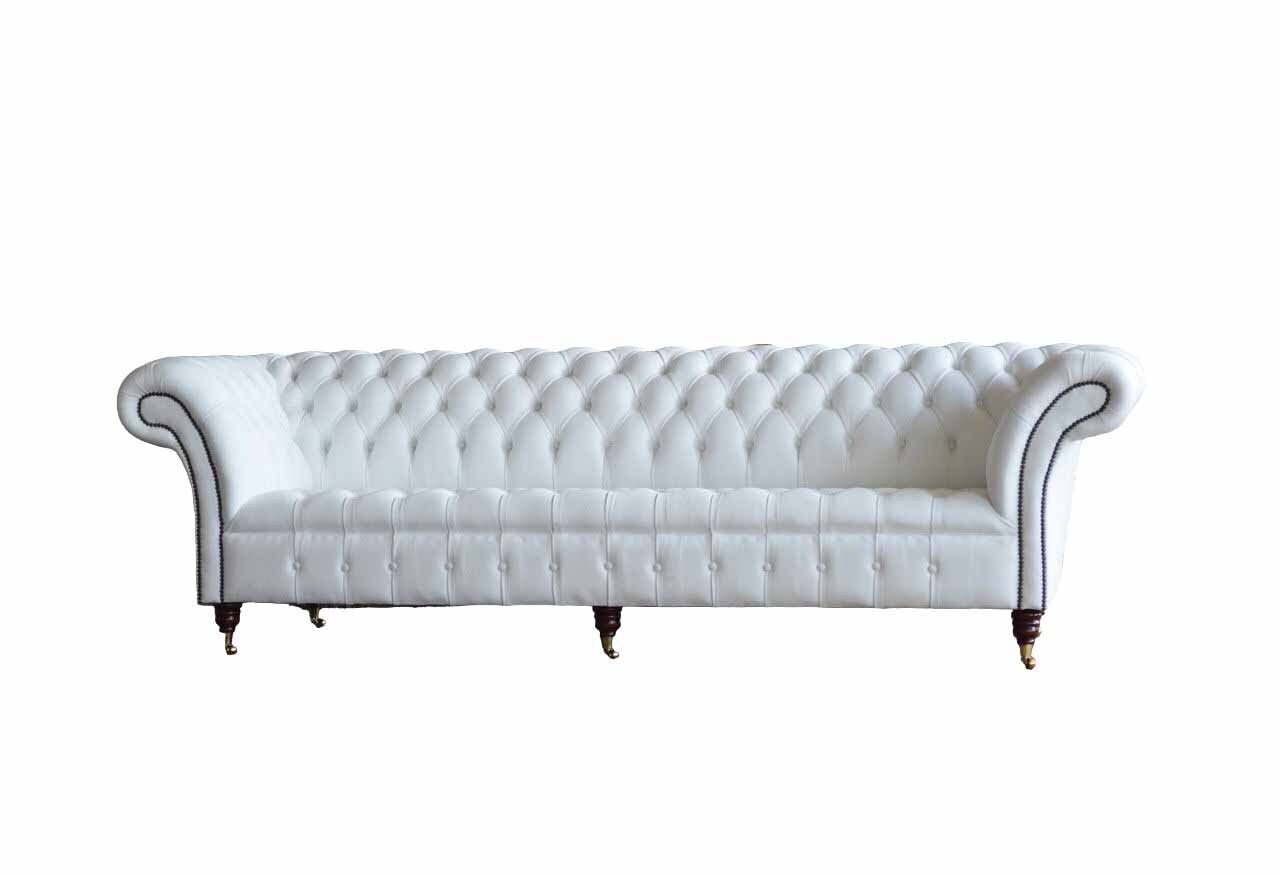 Chesterfield Sofas Design Luxury White Textile Sofa 4 Seater Fabric Four Seater