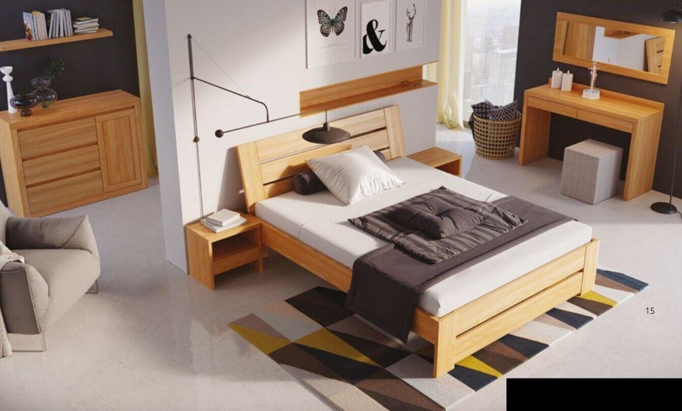 bedroom furniture 3 pieces Set bed solid wood bedside tables 2x beds real wood