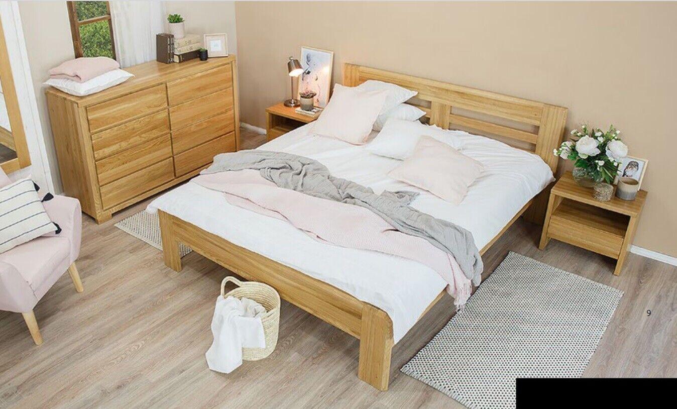 Bedroom furniture set bed solid wood bedside tables 2x beds real wood 3 pcs.