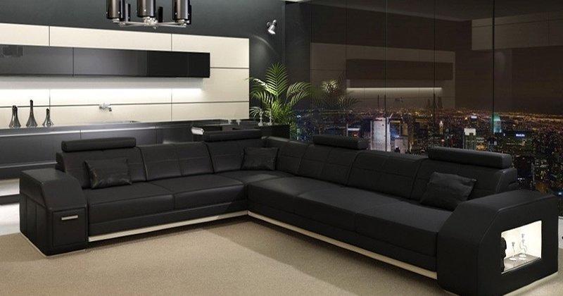 Living area designer sofa couch big upholstery leather sofas corner corner seat Ebern