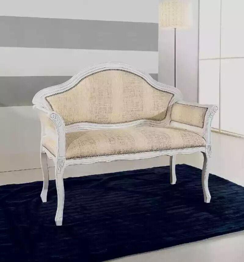 Beige Classic Upholstered Bench Designer Living Room Seating Furniture New Luxury