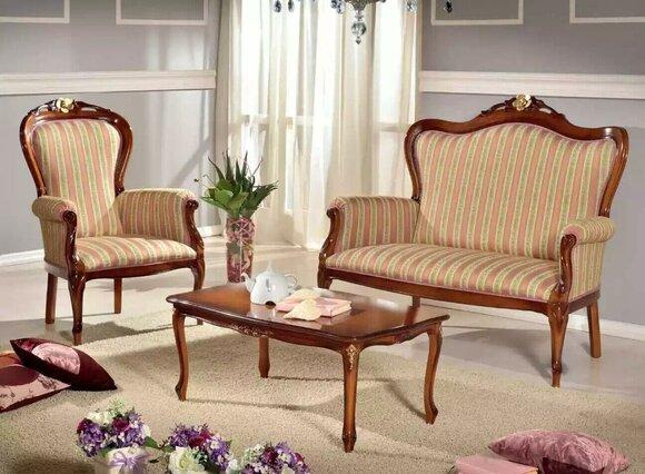 Classic sofa set seating three-seater bench coffee table luxury