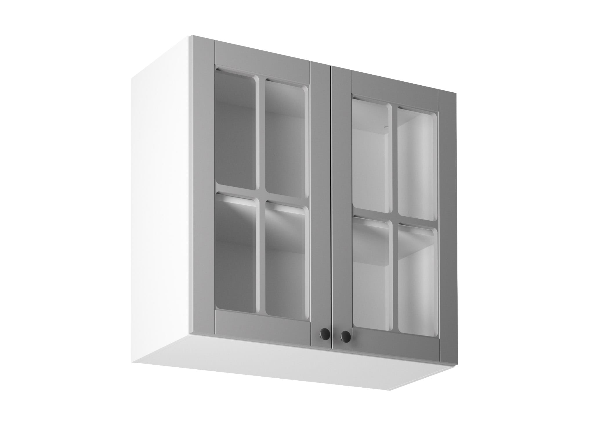 TWO-DOOR KITCHEN WALL CABINET IN WHITE WITH GLASS INSERTS G80S