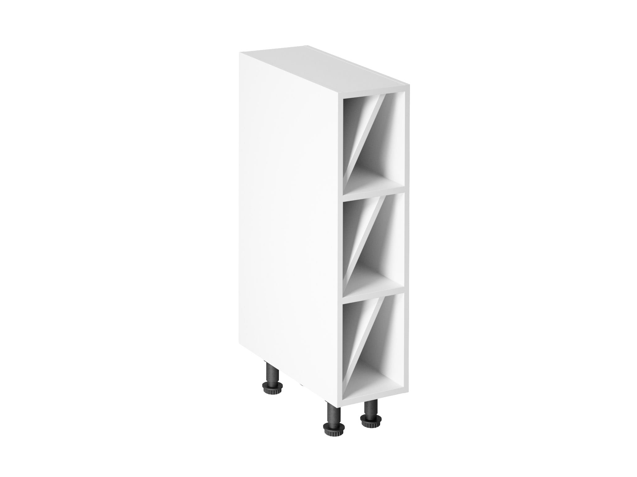 WHITE MODERN NARROW KITCHEN BASE CABINET WITH SEVERAL SHELVES D20W