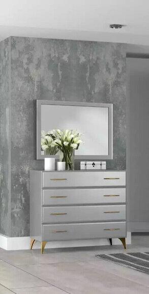 Chest of drawers mirror bedroom wood modern design luxury new grey