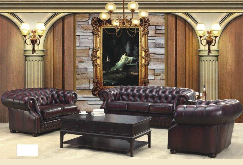 Chesterfield Sofa Set 3+2+1 Seaters Brown Faux Leather Comfortable Couches Set OXFORD