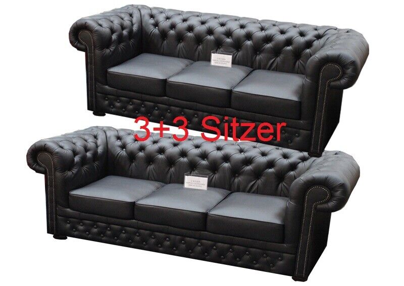 Sofa Set Chesterfield Sofa 3+3 Couch Upholstery Set New Seat Leather Sofa New