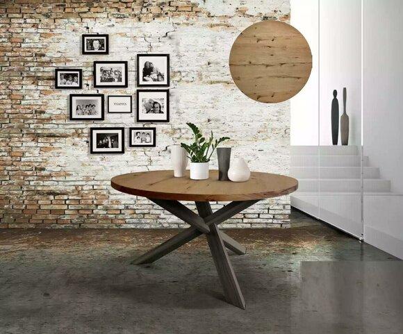 Dining Round dining table Wooden round kitchen table style modern brown 140cm