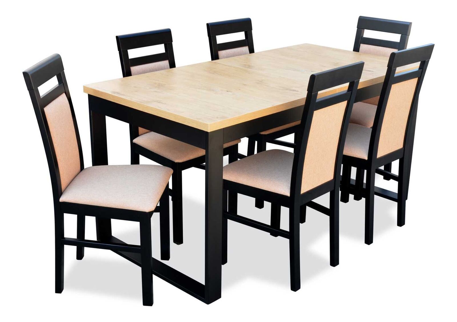 Modern dining table table wood dining room set 6x chairs set 7-piece set