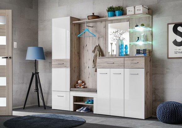 Modern Hallway Wardrobe Set Furniture Design Cupboard Shoe Rack Wood