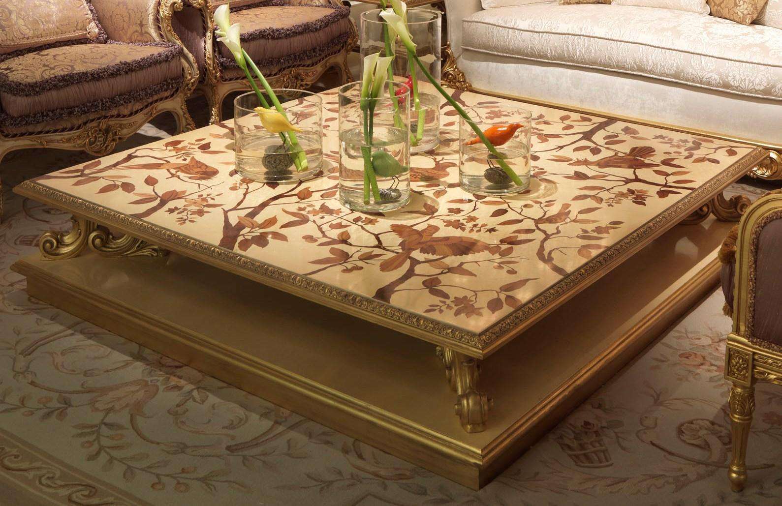 Coffee table side table living room table wood royal side baroque classic