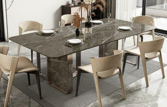 Luxury dining table metal tables high gloss dining room design modern dining tables