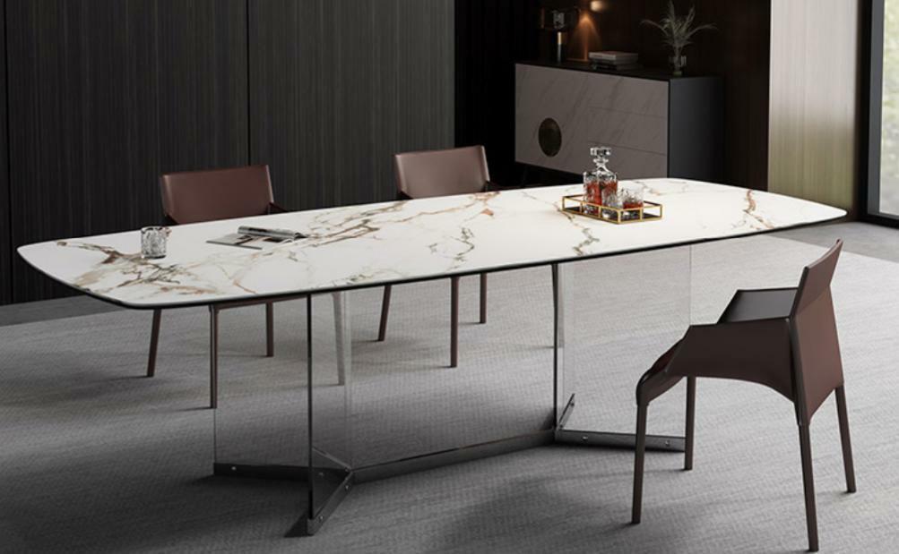 Design marble table living tables dining room stainless steel table modern dining table