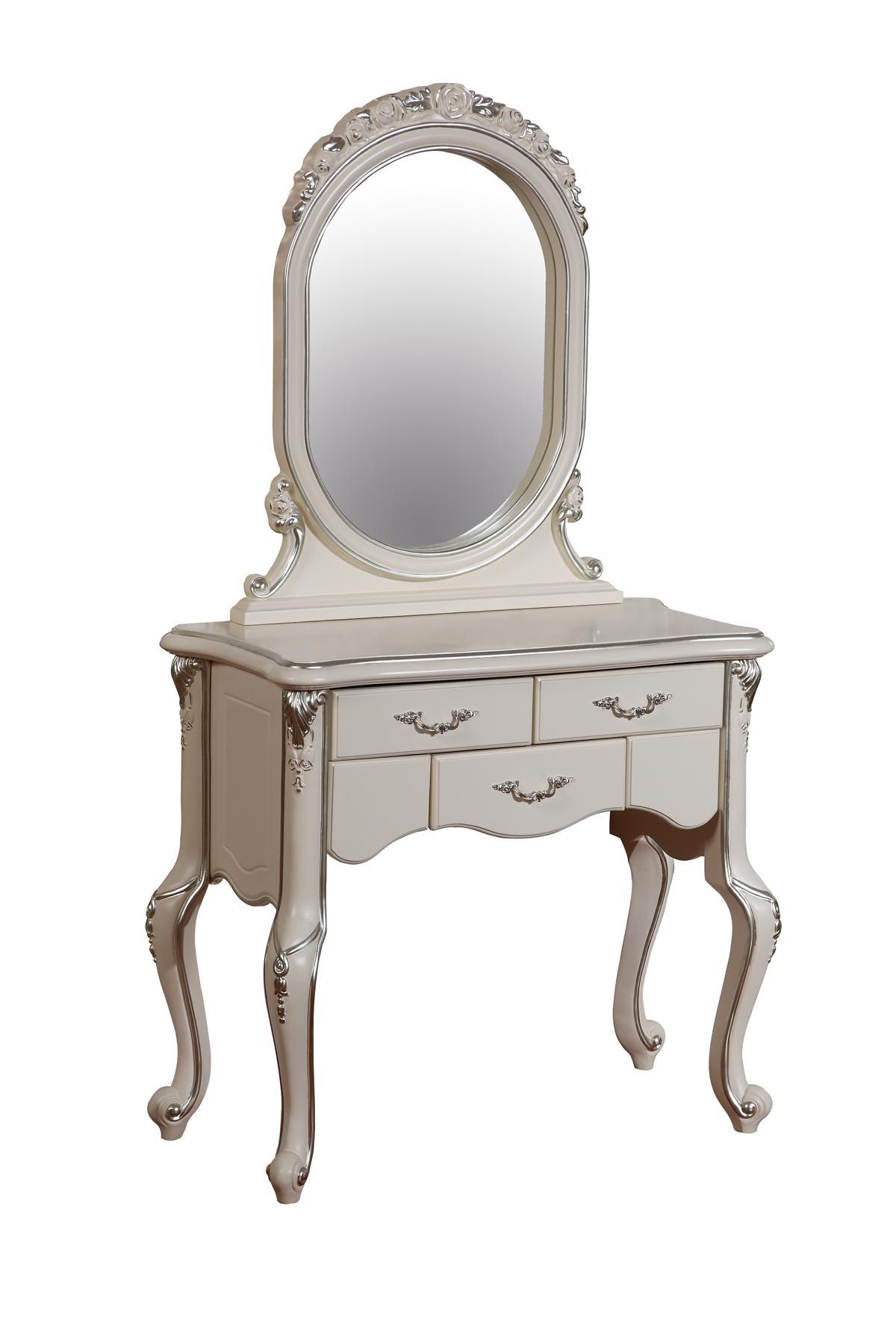 Classic dressing table with mirror luxury console chest of drawers bedroom baroque