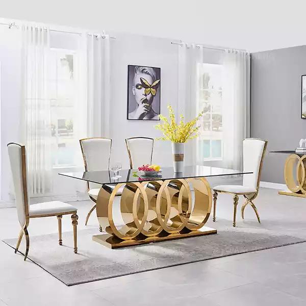 Designer dining room table Dining tables Dining room furniture Stainless steel table Tables