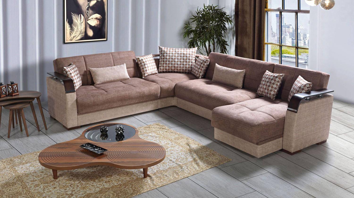 Corner sofa living room sofa brown L-shaped sofa living room corner sofas luxury corner set