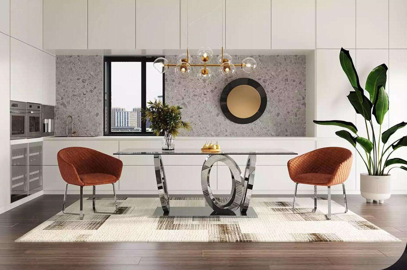 Modern designer dining room dining table kitchen table glass top style furniture