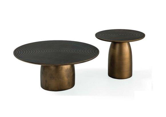 Coffee table set 2x round living room table stainless steel luxury gold 2-piece. tables