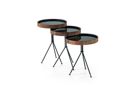 Set of 3 side tables, black side tables, round living room tables