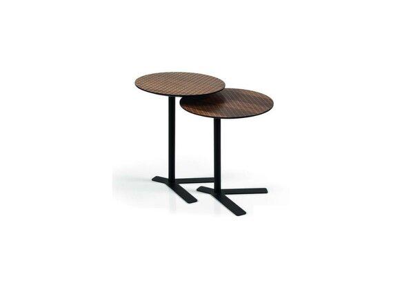 Round set of 2x side tables designer furniture living room brown tables new