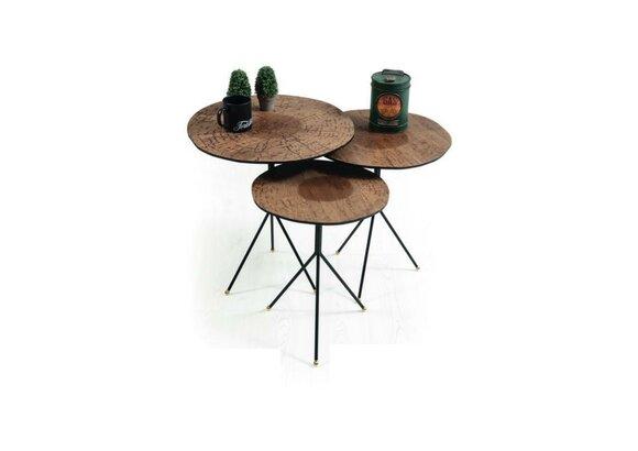 Round set of 3 coffee tables, luxurious side tables, living room tables