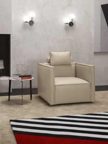 Armchair Single Seater Luxury 1 Seat Upholstery Seat Design Beige Seat Leather Prianera New