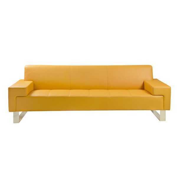 Yellow 2-seater sofa upholstered living room couch two-seater stylish 2-seater