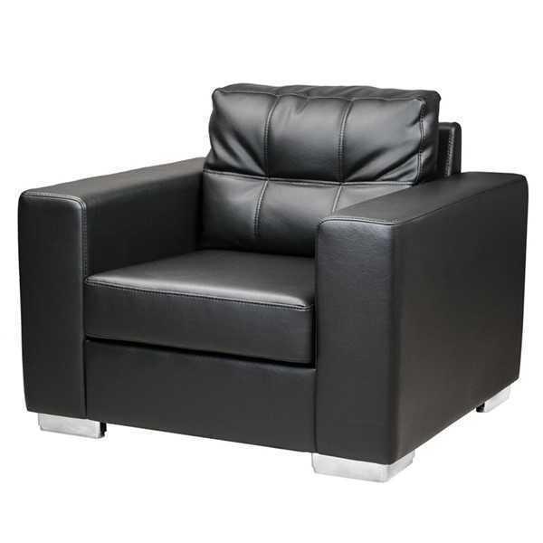 Black armchair faux leather single seater living room relax new 1 seater