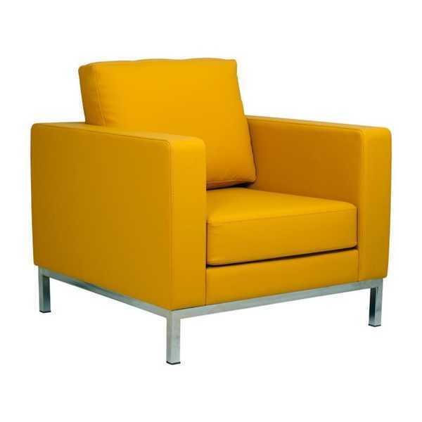 Yellow Armchair Modern Study Relax Chair Faux Leather Single Seater