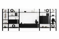 Exclusive black wall unit designer living room furniture noble wooden wall