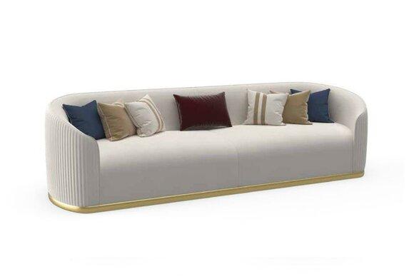 Sofa 3 seater upholstered couch modern style luxury textile white sofa