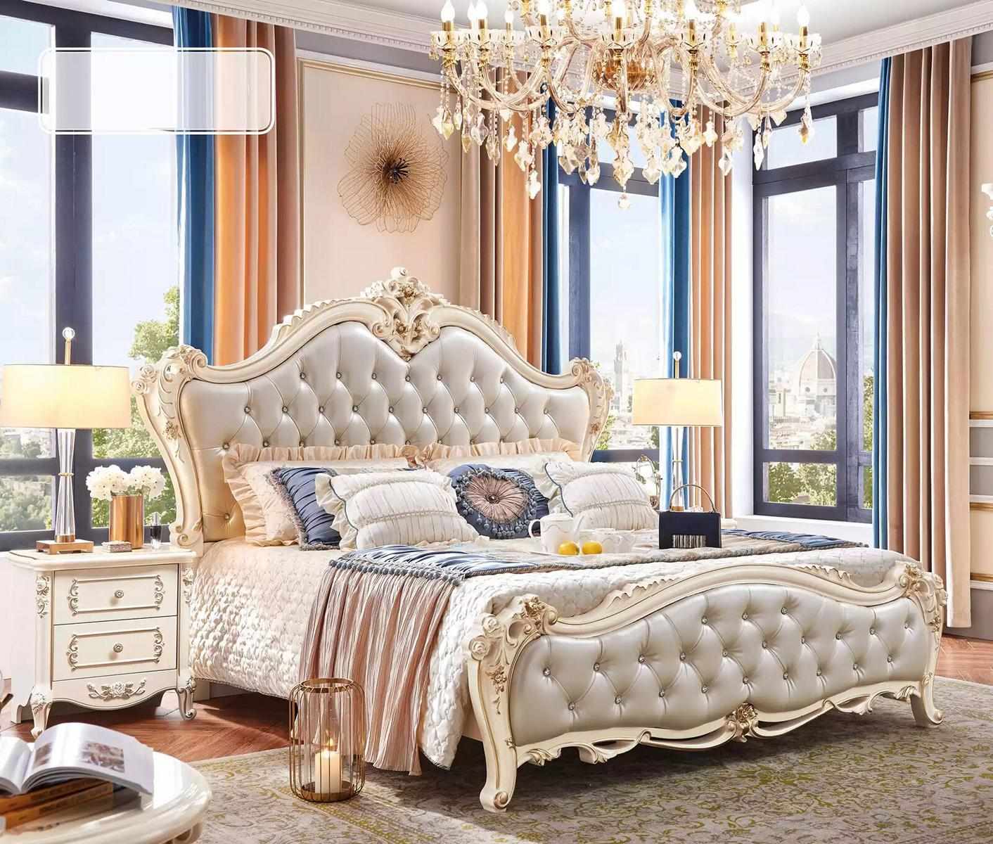 Set of classic furniture of 3 pieces consists of luxury bed and 2х bedside tables