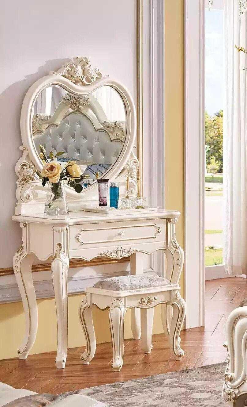 Classic dressing table stool designer wooden furniture set bedroom 2 pieces