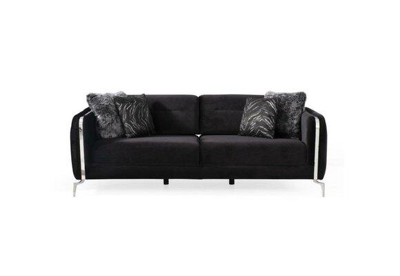 Designer sofa 3 seater big couch upholstered sofas design black velvet furniture