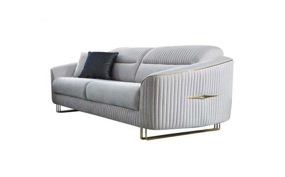 Sofa 3 seater upholstered sofa white textile seat design couch modern new