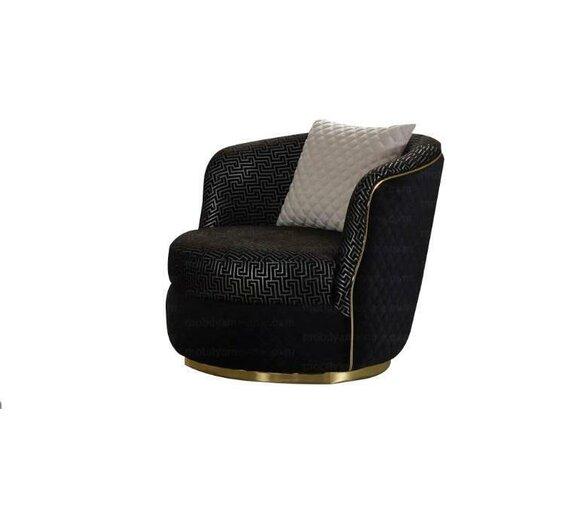 Design armchair 1 seater textile luxury upholstered armchair black color luxury