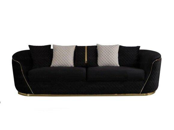 Designer 3 seater sofa luxury wood furniture textile upholstered furniture couch fabric