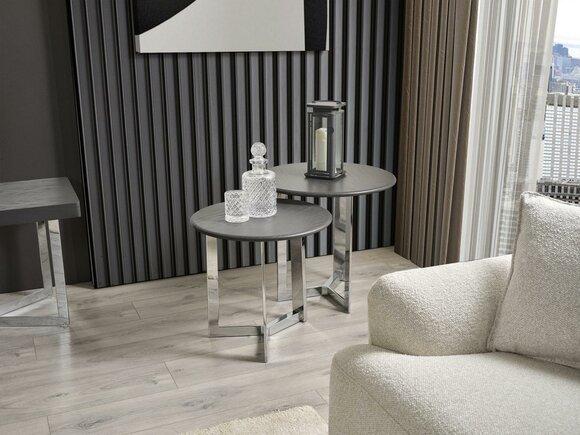 Group side table coffee table living room stainless steel silver set