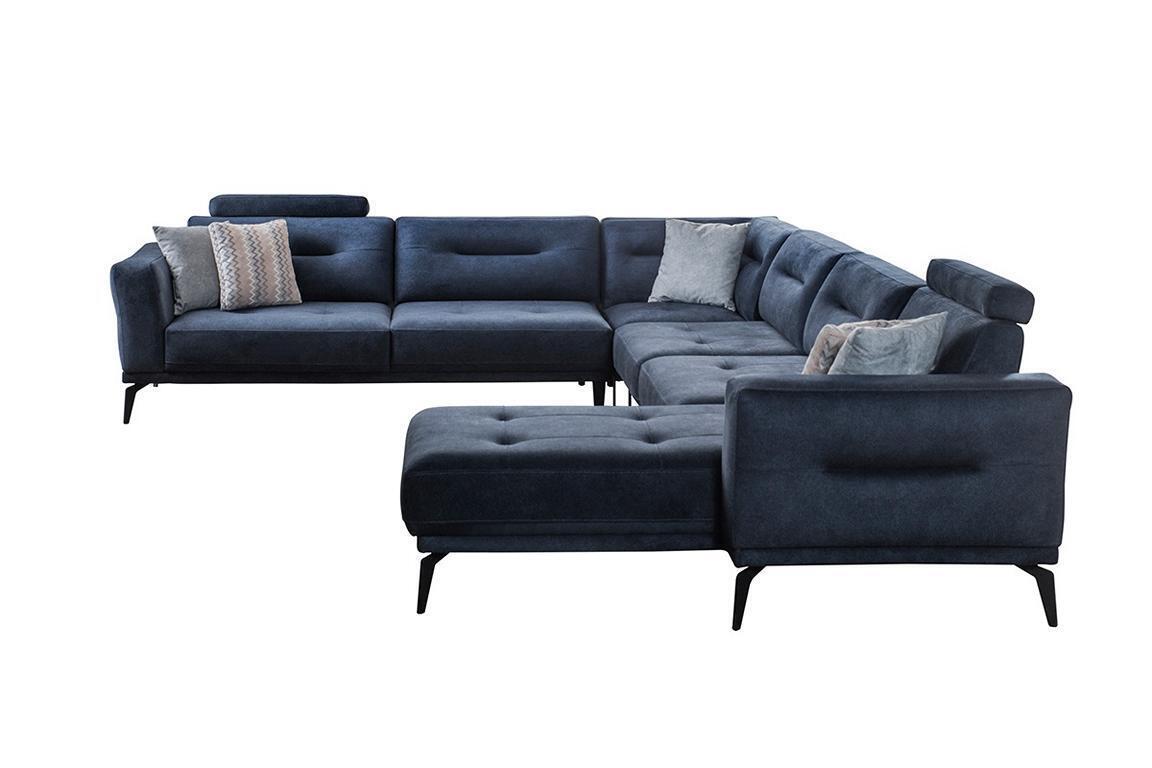 Luxury modern design living room U-shaped corner sofa solid dark blue sofa