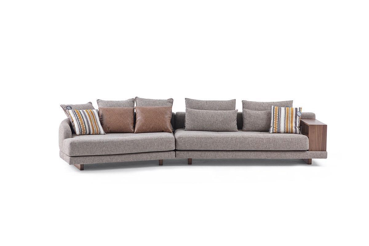 5-seater solid living room fabric sofa grey elegant modern design