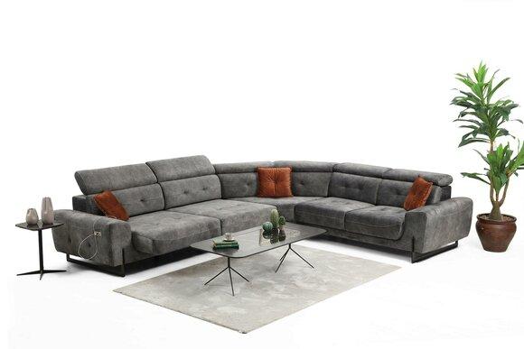 Grey corner sofa designer living room sofa couch U-shape upholstery luxury furniture modern