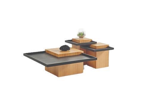 Brown-black living room coffee table set 3x coffee tables wooden furniture