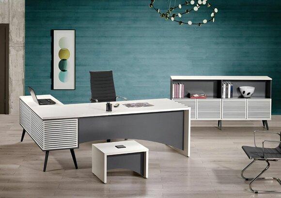 Corner Office Desk Complete Office Desk Set 3pcs Wood Office Furniture White New