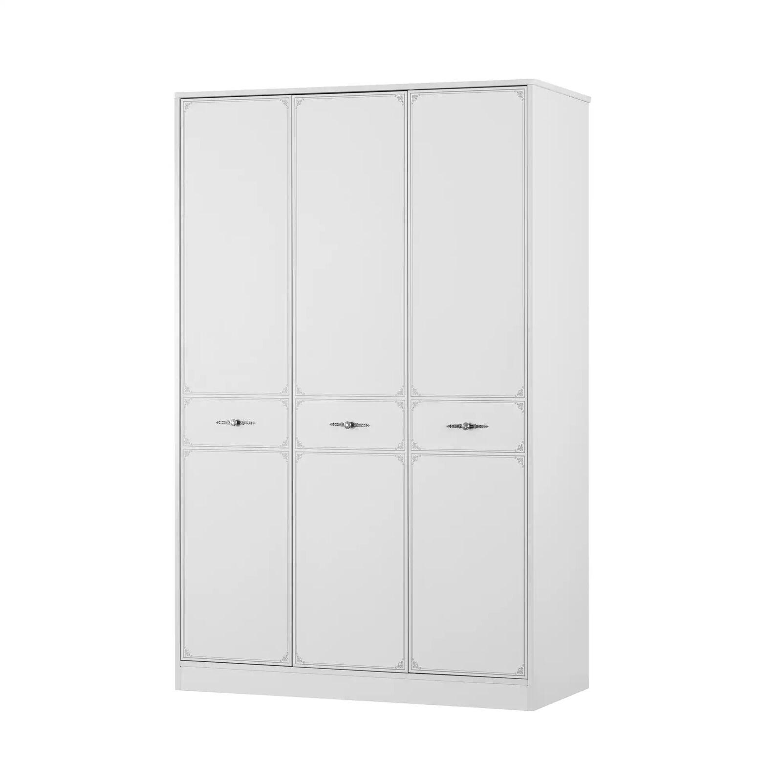 Wooden wardrobe luxury wardrobe cabinet furniture wood white three door design