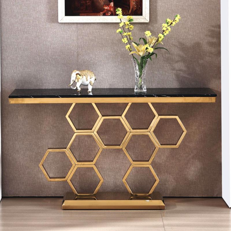 Console table stainless steel gold living room furniture consoles 140cm new