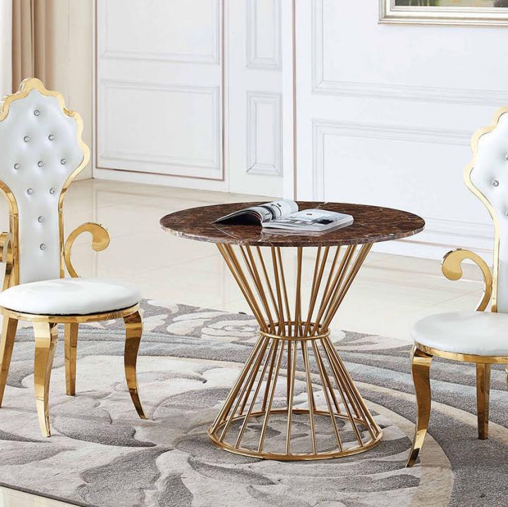 Dining table coffee table living room gold luxury design round table stainless steel