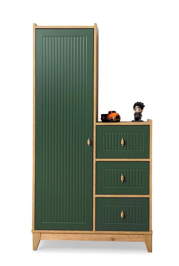 Stylish green wardrobe wooden furniture for children\'s room novelty