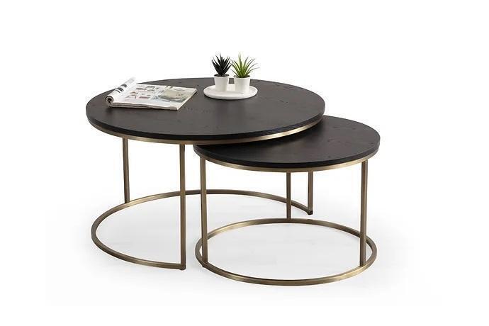 Coffee tables 2 parts top and bottom brass metal legs high quality living room