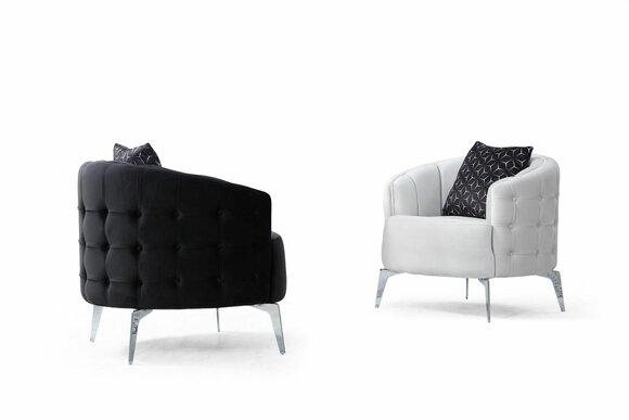 Chesterfield black and white armchairs living room upholstered single seater 2-piece set