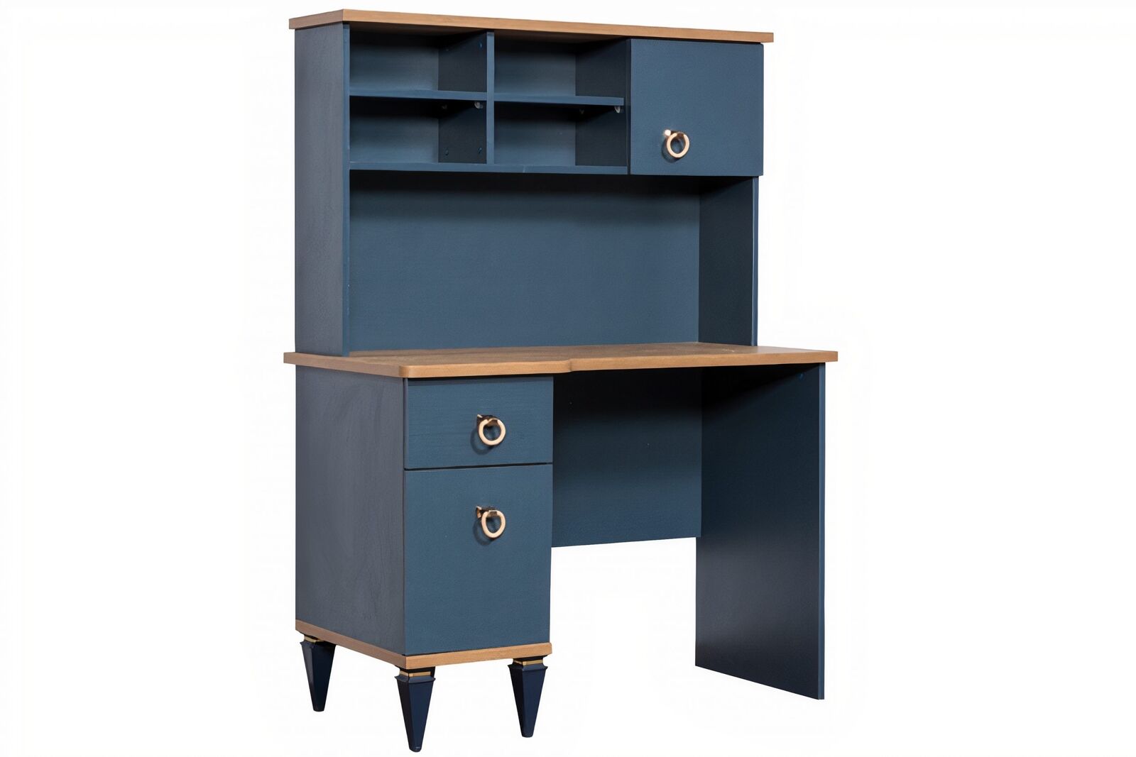 Modern blue children\'s desk Luxurious wooden shelf furnishings